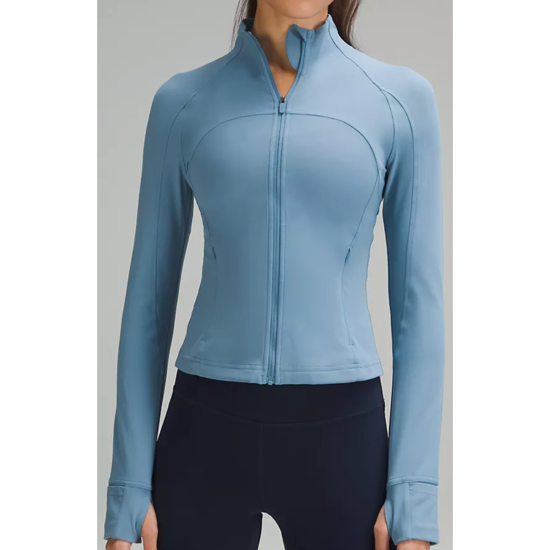lululemon athletica Define Cropped Jacket Nulu color:storm teal size 4  workout