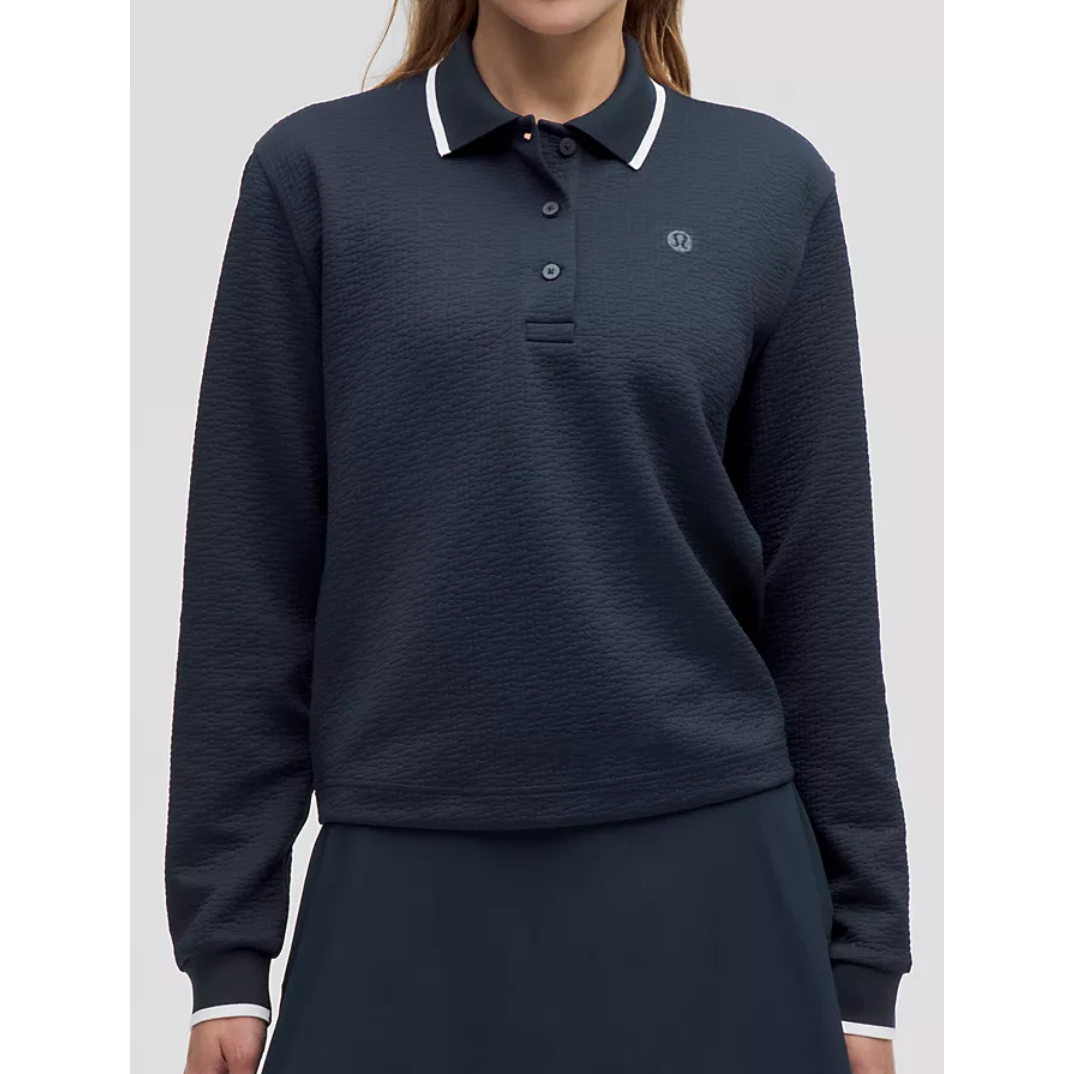 Textured LS Tennis Polo
