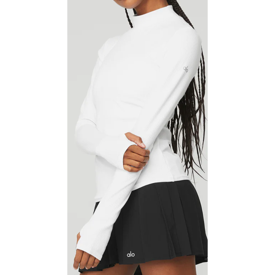 Wellness Ribbed Mock Neck LS