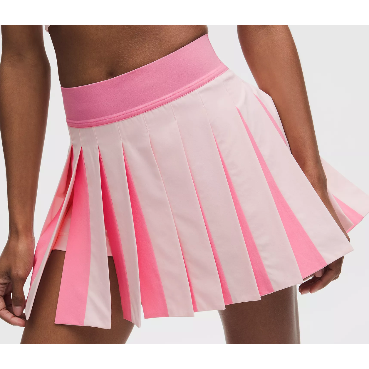 Peek-A-Boo Pleat Mid-Rise Tennis Skirt