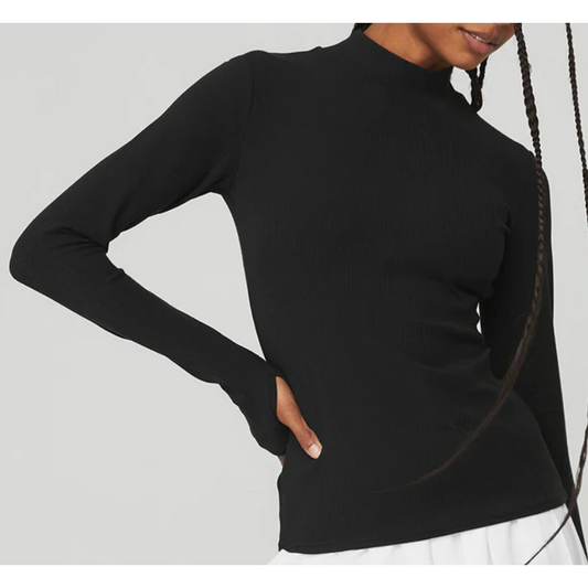 Wellness Ribbed Mock Neck LS